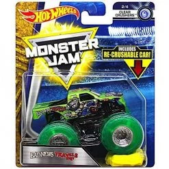Hot Wheels Monster Jam Bad News Travels Fast Clear Crushers 1:64 Scale Truck With Re-crushable Car Mattel