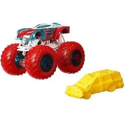 Toy Choo Choo Mattel Hot Wheels Monster Trucks 1:64 Scale El Superfasto 20/75 Crushable Car, Red/Green/White