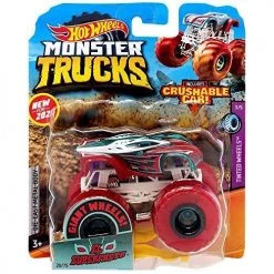 Toy Choo Choo Mattel Hot Wheels Monster Trucks 1:64 Scale El Superfasto 20/75 Crushable Car, Red/Green/White