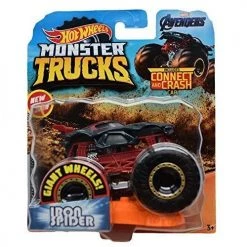 Hot Wheels Monster Trucks Iron Spider Connect And Crash 1:64 Scale , Gray/red