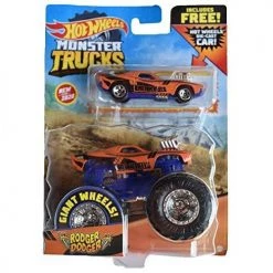 Toy Choo Choo Hot Wheels Monster Trucks 1:64 Scale Rodger Dodger, Includes Hot Wheels Die Cast Car Mattel