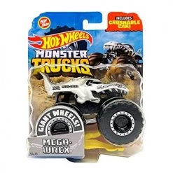 Toy Choo Choo Hot Wheels Monster Trucks 2020 1:64 Scale Diecast Truck With Crushable Car Black And White 3/6 Mega Wrex Mattel