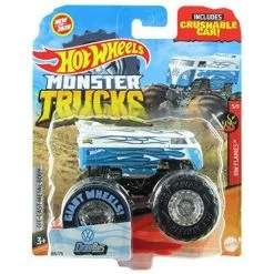 Toy Choo Choo Hot Wheels Monster Trucks 2020 1:64 Scale Truck With Crushable Car #68/75 HW Flames #5/5 VW Volkswagen Drag Bus