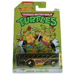 Toy Choo Choo Mattel Hot Wheels TMNT Party Van Surfin School Bus 5/5, Green