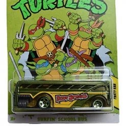 Toy Choo Choo Mattel Hot Wheels TMNT Party Van Surfin School Bus 5/5, Green