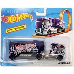 Toy Choo Choo Hot Wheels Track Stars Semi & Trailer - Aero Blast Mattel