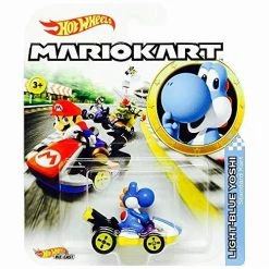 Toy Choo Choo Hot Wheels Pop Culture Light Blue Yoshi Super Mario Kart Character Car Diecast 1:64 Scale