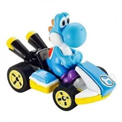 Toy Choo Choo Hot Wheels Pop Culture Light Blue Yoshi Super Mario Kart Character Car Diecast 1:64 Scale