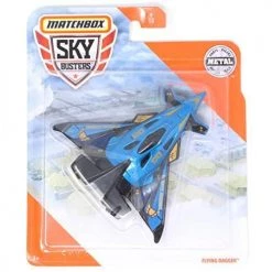 Toy Choo Choo Matchbox Sky Busters Flying Dagger - Blue, Black And Gold Aircraft Mattel