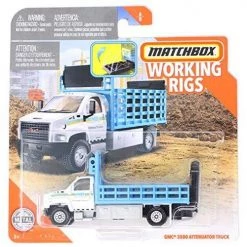 Toy Choo Choo Mattel Matchbox Working Rigs GMC 3500 Attenuator Truck, Blue And White
