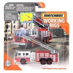 Toy Choo Choo Mattel Matchbox Working Rigs MBX FD Pierce Quantum Aerial Ladder Truck, Red & White Fire Truck
