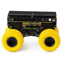 Monster Jam Higher Education Black Monster Truck School Bus Yellow Wheels Spin Master