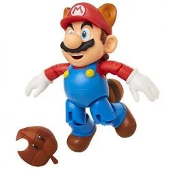 SUPER MARIO Collectible Raccoon Mario 4" Poseable Articulated Action Figure