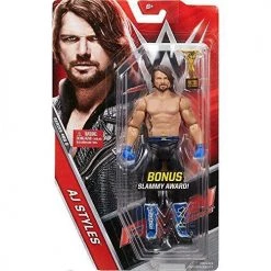 Toy Choo Choo WWE Basic Series #68 B - AJ Styles Figure Chase With Slammy Award By Mattel Collectibles